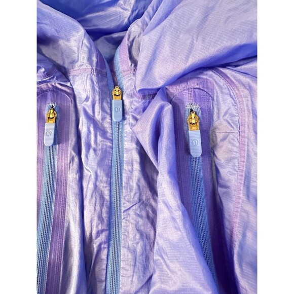 Lululemon Ventilated Packable Run Jacket Full Zip Hooded Blue Wms Sz 10 NEW - Picture 10 of 12